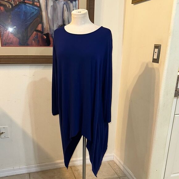 Chico’s Elegant Blue Asymmetrical Tunic Size 3-XL - Picture 2 of 11